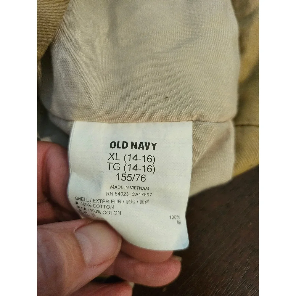 Old Navy Field Jacket XL 14-16 Tan Hooded Utility Cargo Coat